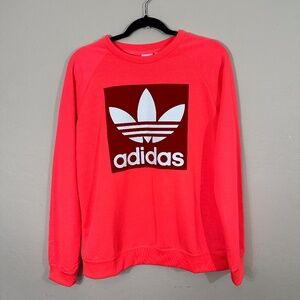 Brand New Long Sleeve Neon Pink Adidas LOGO Crew Neck Sweatshirt